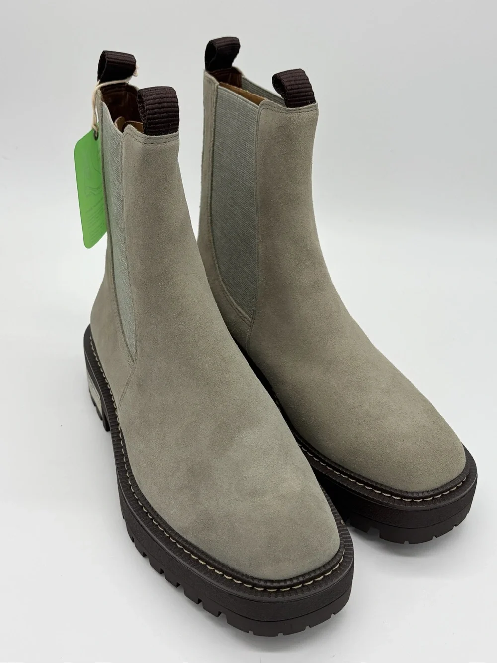 Sam Edelman Suede Chelsea Lug Boots - Taupe Gray